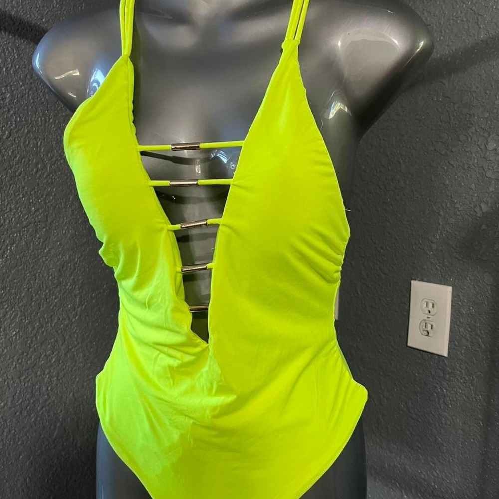 Tini Bikini Neon Yellow Lace Up Swimsuit